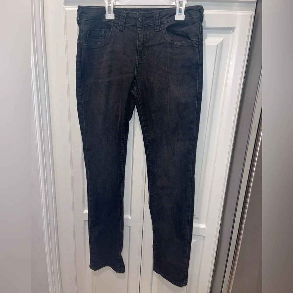 True Religion Geno Relaxed Slim Girls Black Jeans Sz 14